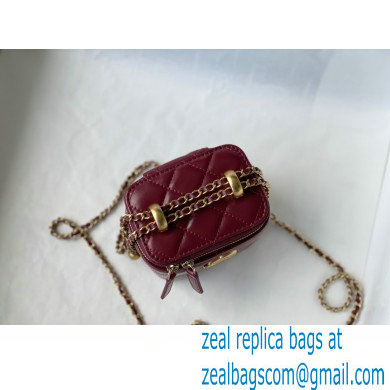 chanel Calfskin  &  Gold-Tone Metal BURGUNDY SMALL VANITY WITH CHAIN ap2292